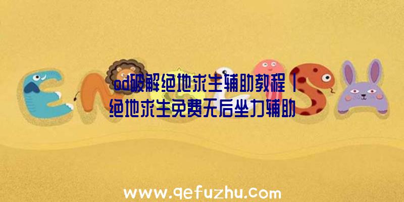 「od破解绝地求生辅助教程」|绝地求生免费无后坐力辅助